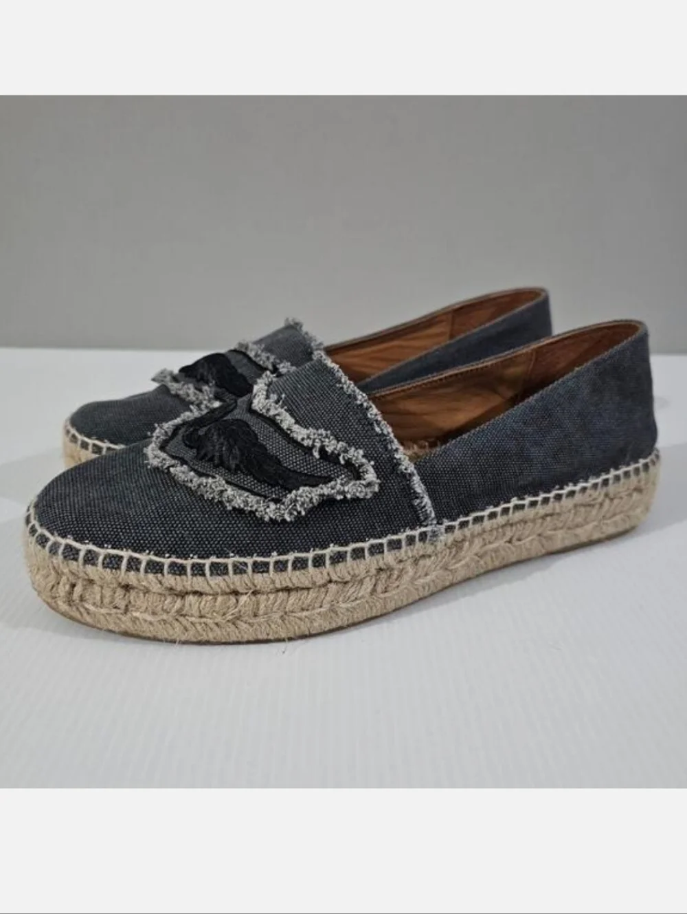 Zadig & Voltaire Platform Espdadrille Loafer Womens EU 40 Black Canvas Slip On